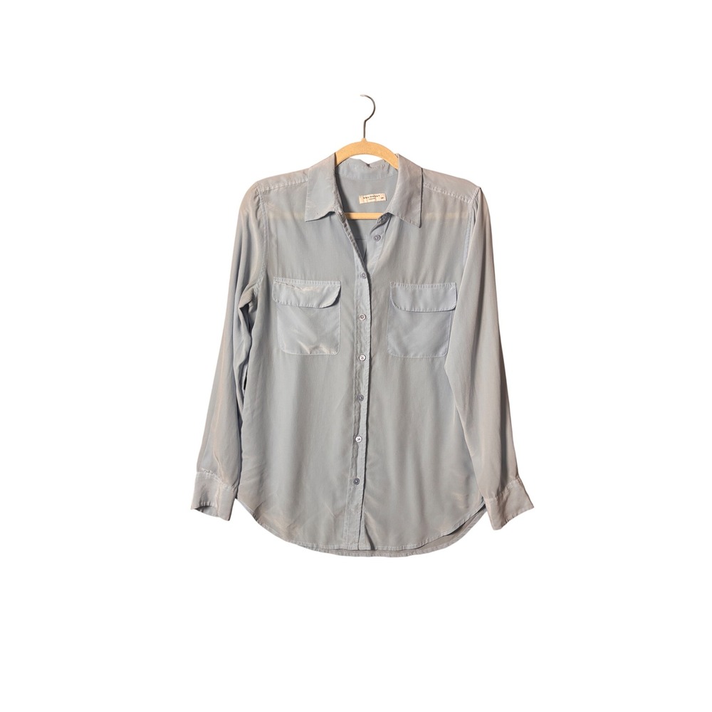 Equipment Femme Womens Silk Button Down Shirt S Blue Long Sleeve Q23-E231 Luxe